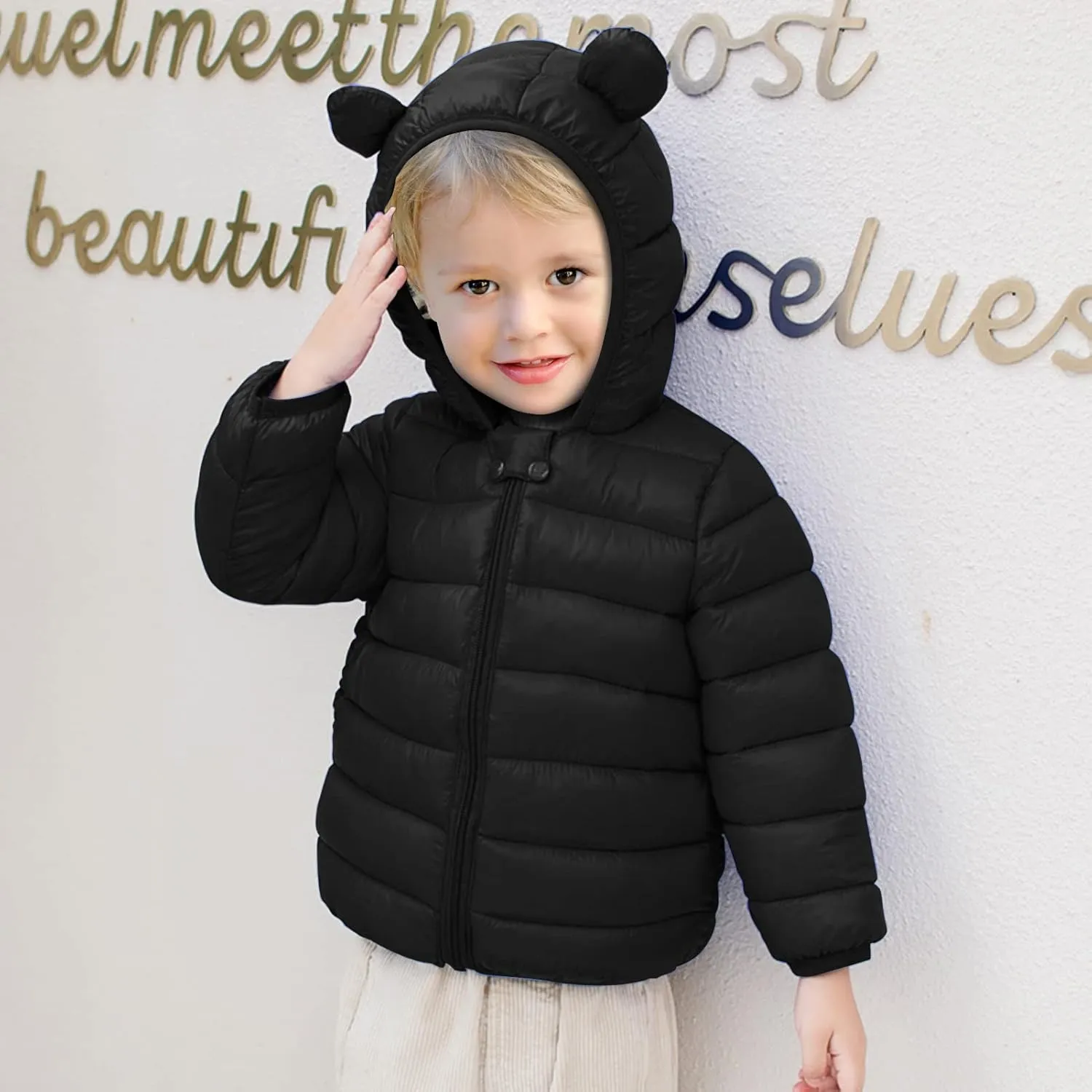 XMWEALTHY Baby Boys Girls Winter Coats Toddler Bear Hoods Down Jacket Infant Kids Light Puffer Padded Outwear 6M-3T
