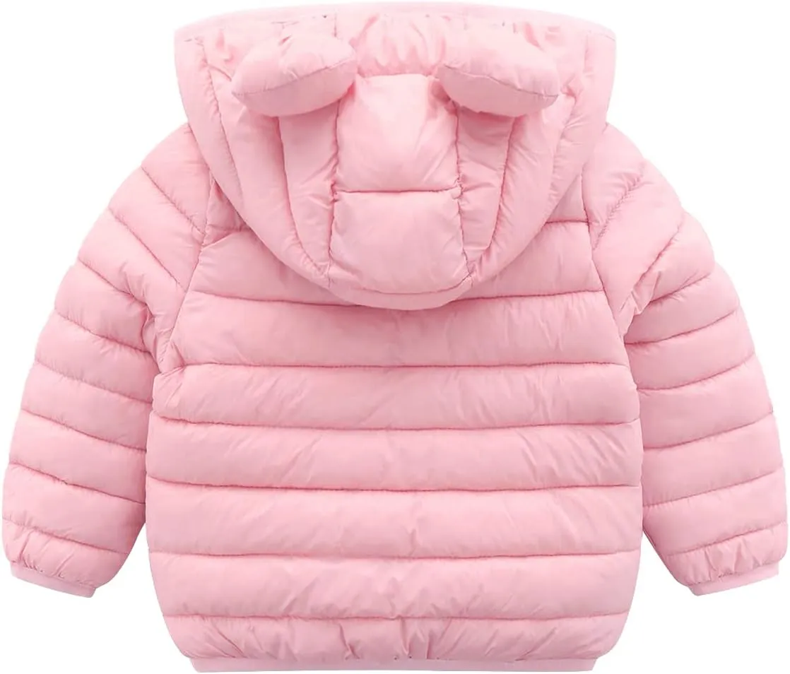 XMWEALTHY Baby Boys Girls Winter Coats Toddler Bear Hoods Down Jacket Infant Kids Light Puffer Padded Outwear 6M-3T