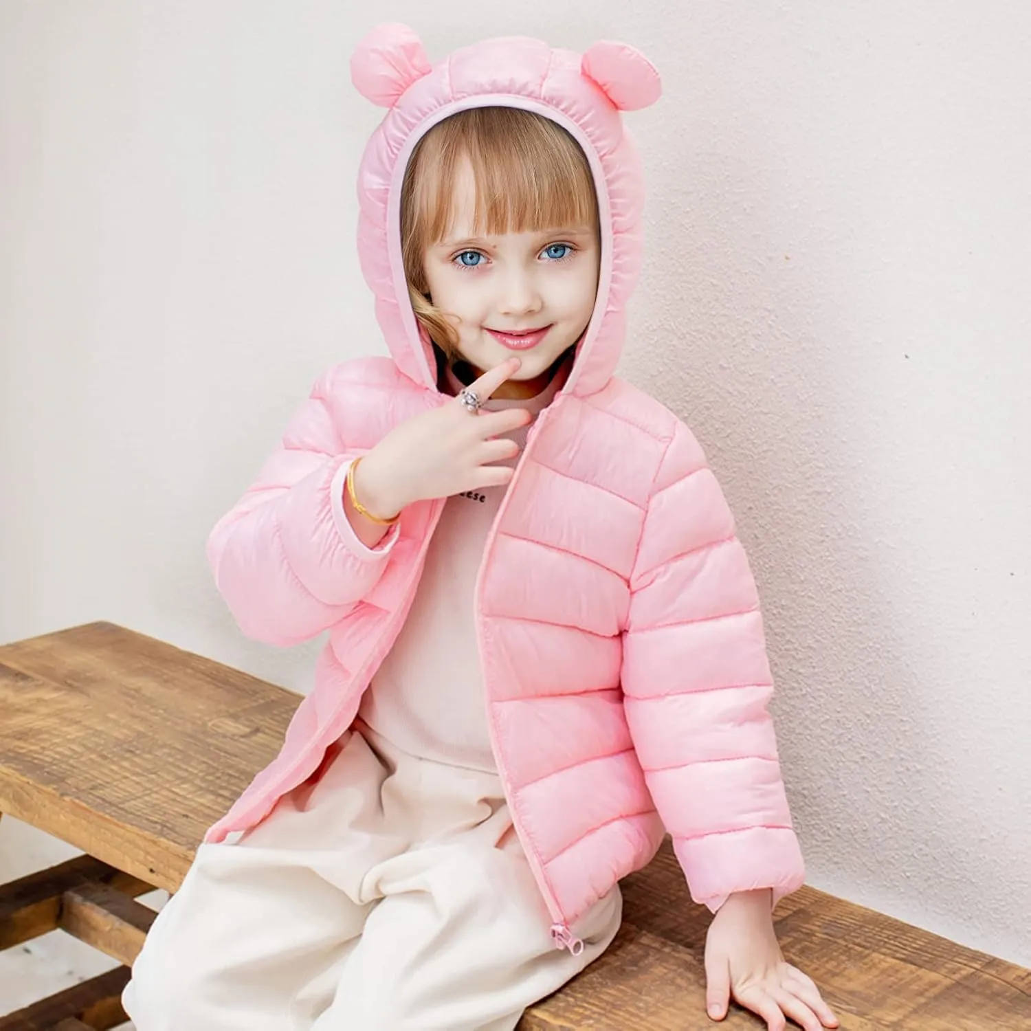 XMWEALTHY Baby Boys Girls Winter Coats Toddler Bear Hoods Down Jacket Infant Kids Light Puffer Padded Outwear 6M-3T