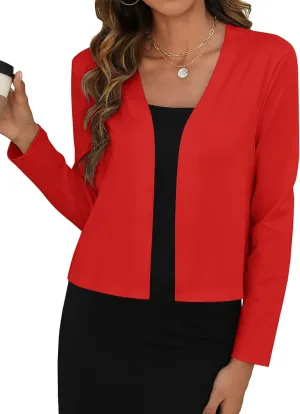 Zeagoo Women's Cropped Cardigan Long Sleeve Shrug Lightweight Thin Open Front Sheer Bolero for Dresses