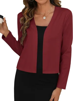 Zeagoo Women's Lightweight Summer Cardigan Cropped Long Sleeve Shrug Thin Open Front Sheer Bolero for Dresses