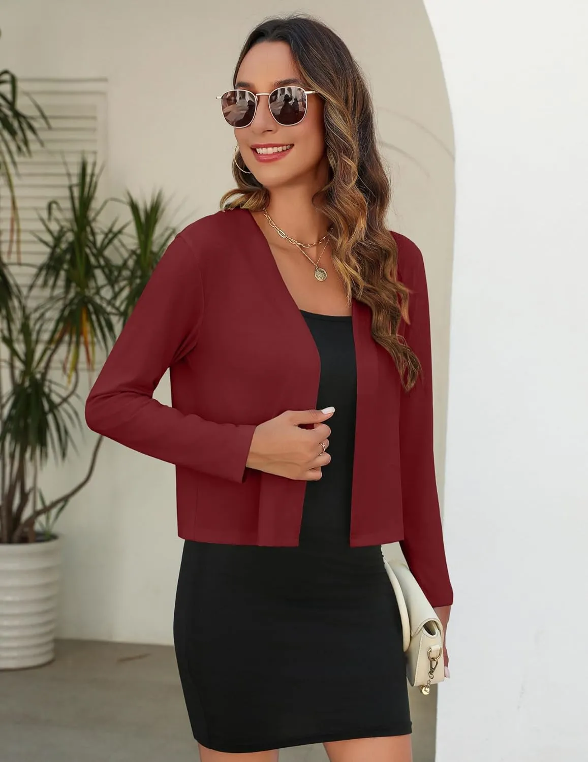 Zeagoo Women's Lightweight Summer Cardigan Cropped Long Sleeve Shrug Thin Open Front Sheer Bolero for Dresses