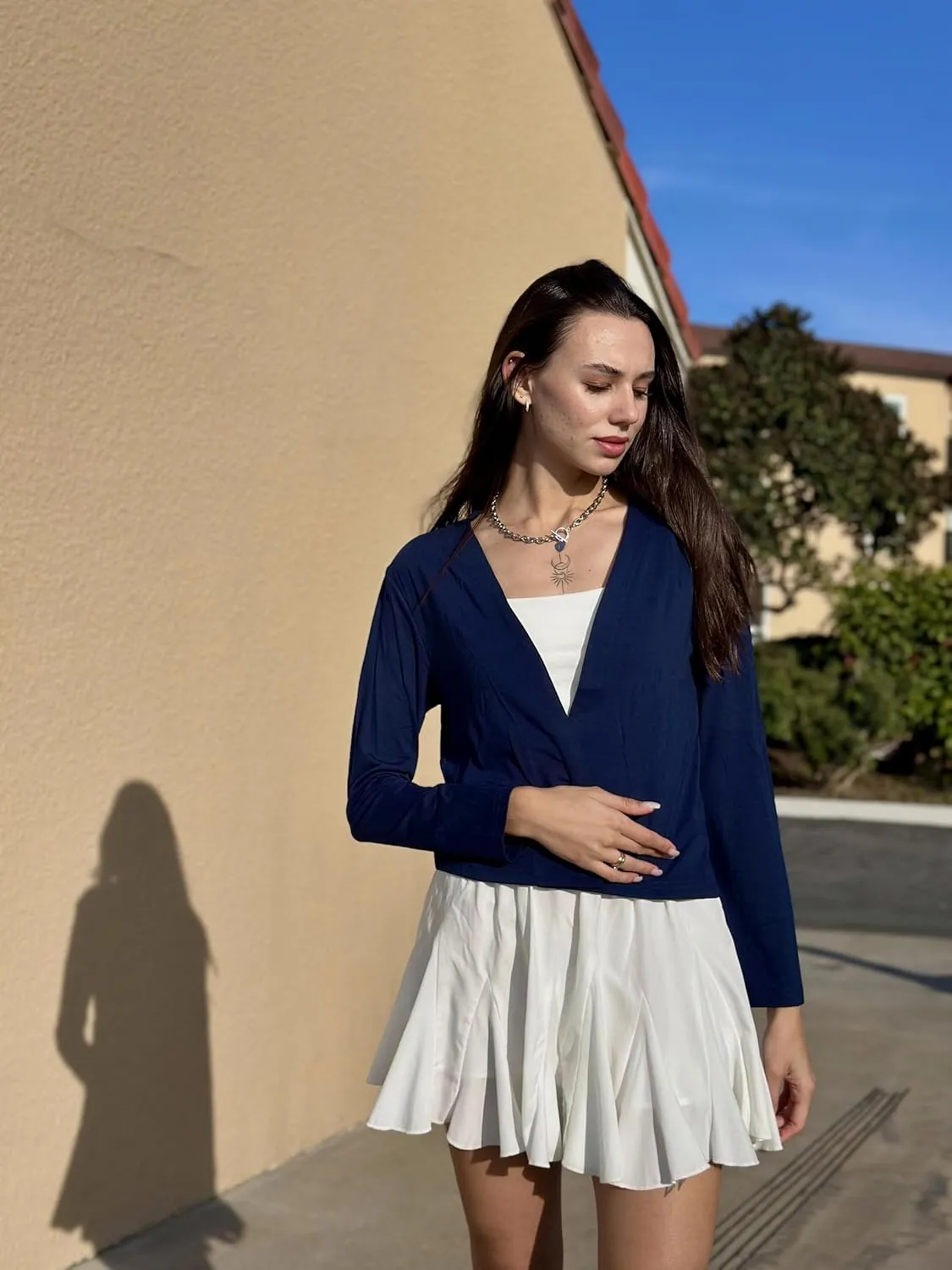 Zeagoo Women's Lightweight Summer Cardigan Cropped Long Sleeve Shrug Thin Open Front Sheer Bolero for Dresses