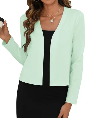 Zeagoo Women's Lightweight Summer Cardigan Cropped Long Sleeve Shrug Thin Open Front Sheer Bolero for Dresses