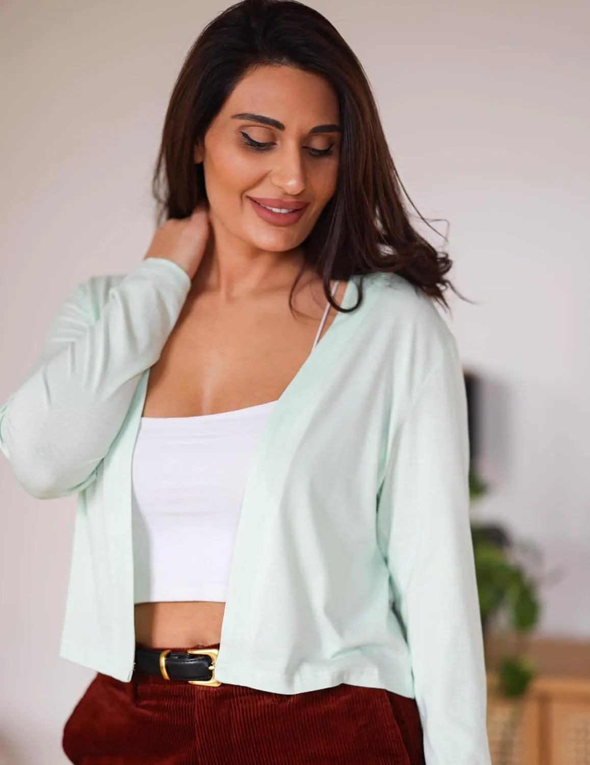 Zeagoo Women's Lightweight Summer Cardigan Cropped Long Sleeve Shrug Thin Open Front Sheer Bolero for Dresses