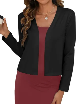 Zeagoo Women's Lightweight Summer Cardigan Cropped Long Sleeve Shrug Thin Open Front Sheer Bolero for Dresses