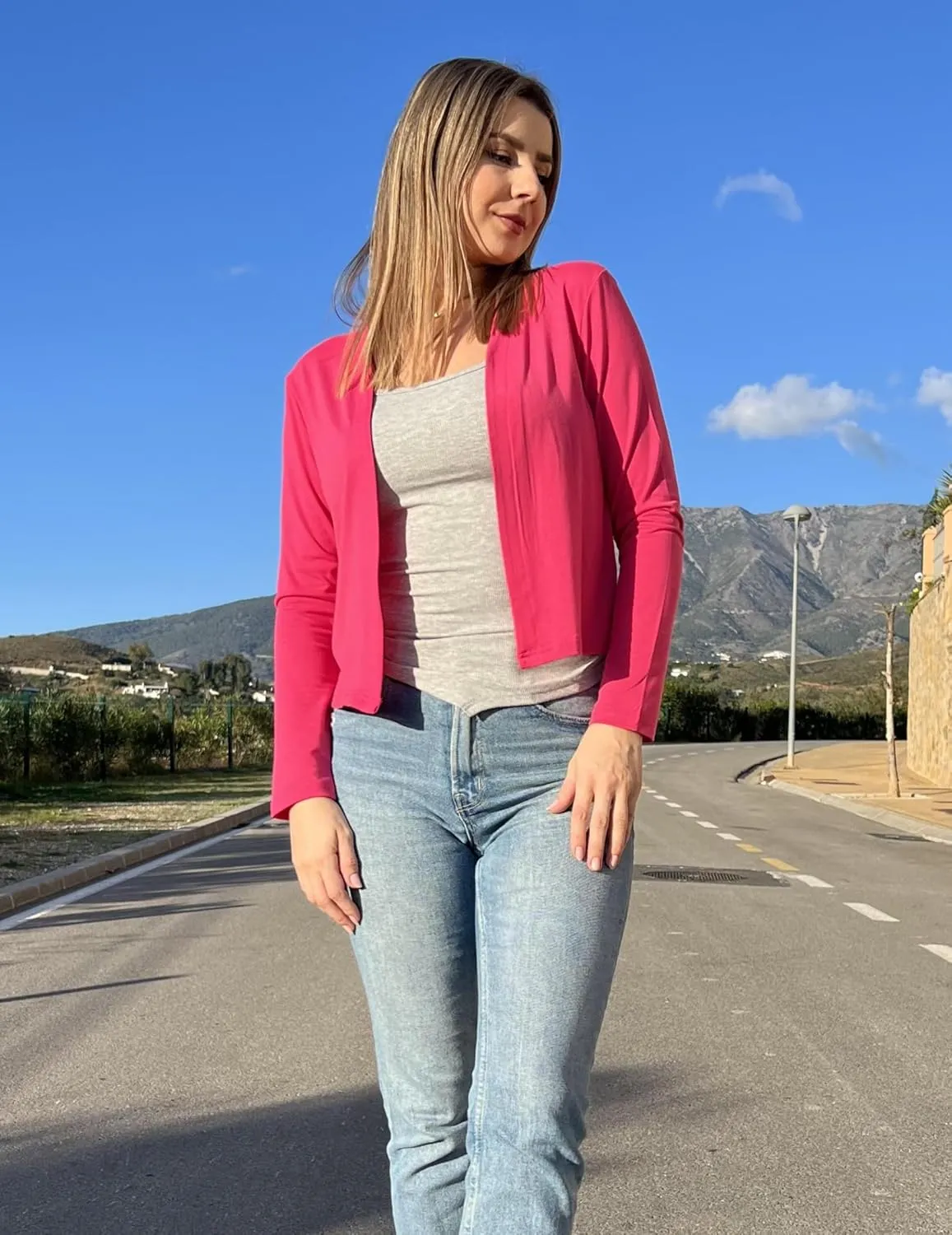 Zeagoo Women's Lightweight Summer Cardigan Cropped Long Sleeve Shrug Thin Open Front Sheer Bolero for Dresses